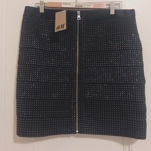 NWT H&M Front Zip Sparkly Skirt Sz Large
